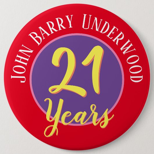 21. Geburtstag Abzeichen zu personalisieren. Button (Vorderseite)