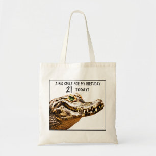 21. Geburtstag Alligator Lächeln Tragetasche