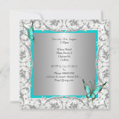 21. Geburtstag Aquamariner Blumenschmetterling Sil Einladung (Rückseite)