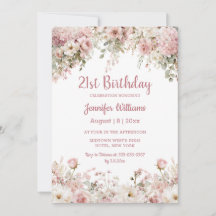21. Geburtstag Aquarell rosa Blumen Garten chic