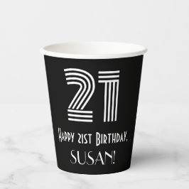 21. Geburtstag — Art Deco Inspiriert Look "21" + N Pappbecher