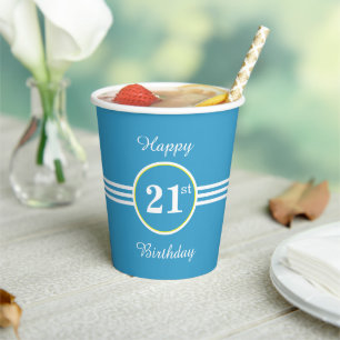 21. Geburtstag auf türkisfarbenem Party Pappbecher