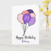 21. Geburtstag Ballons Karte (Gelbe Blume)