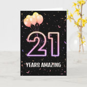 21. Geburtstag Ballons und Confetti Karte (Gelbe Blume)