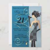 21. Geburtstag Bash Party - Blau Einladung (Vorderseite)