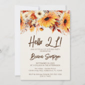 21. Geburtstag Beige Fall Floral Einladung (Vorderseite)