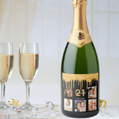 21. Geburtstag benutzerdefiniertes Foto Glitzer Sc Schaumweinetikett