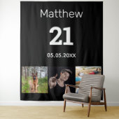 21. Geburtstag benutzerdefiniertes Foto Monogramm Wandteppich (Beispiel)