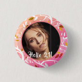 21. Geburtstag benutzerdefiniertes Foto rosa botan Button (Vorderseite)
