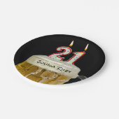 21. Geburtstag Bier mit Kerze Pappteller (Schrägansicht)