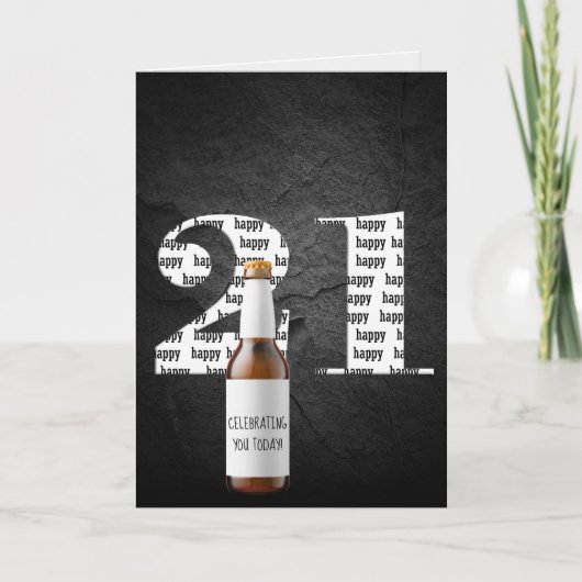 21. Geburtstag Bierflasche Karte (Vorderseite)