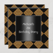21. Geburtstag Black Bamboo Harlequin 2 Einladung (Vorne/Hinten)