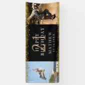 21. Geburtstag Black & Gold Sparkle Party Banner (Vertikal)