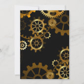 21. Geburtstag Black Gold Steampunk Uhren Gears Einladung (Rückseite)