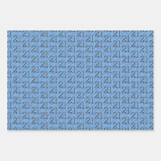 21. Geburtstag Blau Geschenkpapier Set (Vorderseite 3)