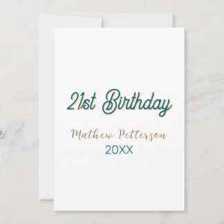 21. Geburtstag blau orange stilvoll boho retro nam Einladung