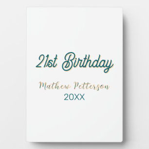 21. Geburtstag blau orange stilvoll boho retro nam Fotoplatte