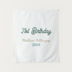 21. Geburtstag blau orange stilvoll boho retro nam Wandteppich