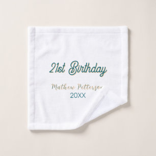 21. Geburtstag blau orange stilvoll boho retro nam Waschlappen