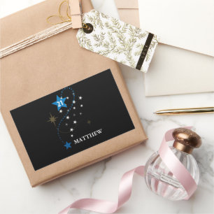 21. Geburtstag Blau und Schwarz Personalisiert Rechteckiger Aufkleber