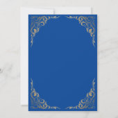 21. Geburtstag Blue and Gold Glitzer Frame Einladung (Rückseite)