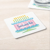 21. Geburtstag Blue Pink Cake Rechteckiger Pappuntersetzer (angewinkelt)