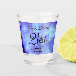 21. Geburtstag Blue Storm Cloud Effect Shot Glas