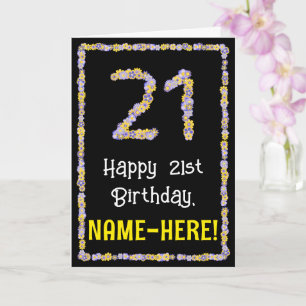 21. Geburtstag: Blumen Blüten Zahl, Benutzerdefini Karte