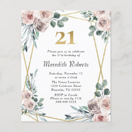 21. Geburtstag Blumengold Party Einladung