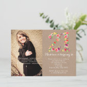 21. Geburtstag Blumenmädchen Party Foto Einladung (Stehend Vorderseite)