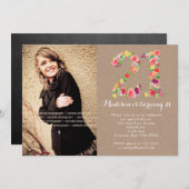 21. Geburtstag Blumenmädchen Party Foto Einladung (Vorne/Hinten)