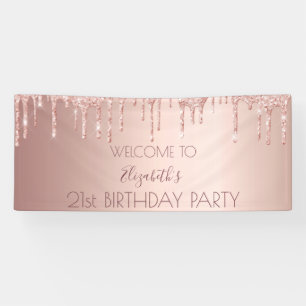 21. Geburtstag blush Rose Gold Glitzer Tropfen Emp Banner