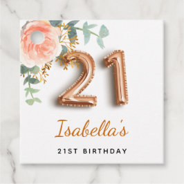 21. Geburtstag Blütenblütengold Eukalyptus Monogra Geschenkanhänger