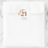 21. Geburtstag Blütenblütengold Eukalyptus Monogra Runder Aufkleber (Tasche)