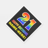 21. Geburtstag: Bold, Fun, Simple, Rainbow 21 Serviette (Ecke)