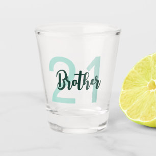21. Geburtstag Brother Green Script Modern Schnapsglas