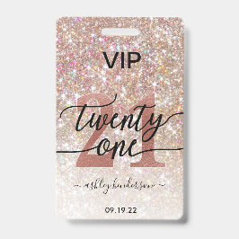 21. Geburtstag Champagner Glitzer VIP Ausweis