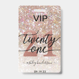 21. Geburtstag Champagner Glitzer VIP Ausweis