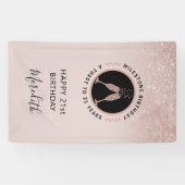 21. Geburtstag Champagner Toast Vertikaler Glitzer Banner (Horizontal)