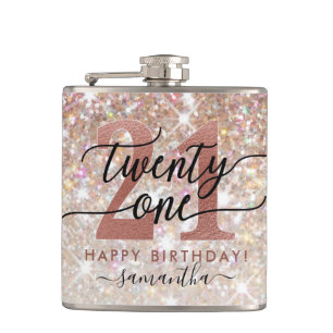 21. Geburtstag Chic Glitzer Ombre Flachmann