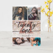 21. Geburtstag Chic Glitzer Ombre Foto Karte (Gelbe Blume)