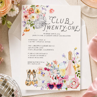 21. Geburtstag | Club Twenty-One Garden Disco Einladung