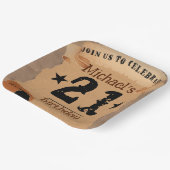 21. Geburtstag Cowboy Wild West Old Paper Pappteller (Gewinkelt)