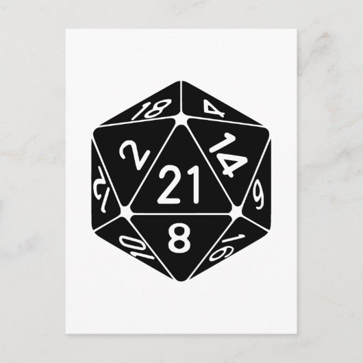 21. Geburtstag D20 Fantasy Gamer Die Postkarte (Vorderseite)