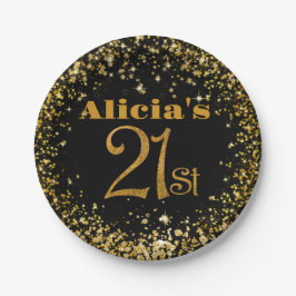 21. Geburtstag Dekorationen Party Modernes Funkeln Pappteller