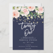 21. Geburtstag der rustikalen Lichtmit Einladung (Vorderseite)