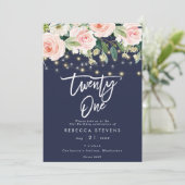 21. Geburtstag der rustikalen Lichtmit Einladung (Stehend Vorderseite)