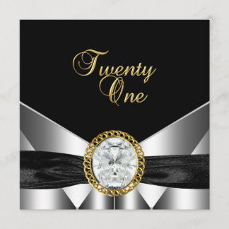 21. Geburtstag Diamond Jewel Black Silver Gold Einladung