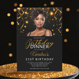 21. Geburtstag Dinner Gold Black Foto Instagram Einladung