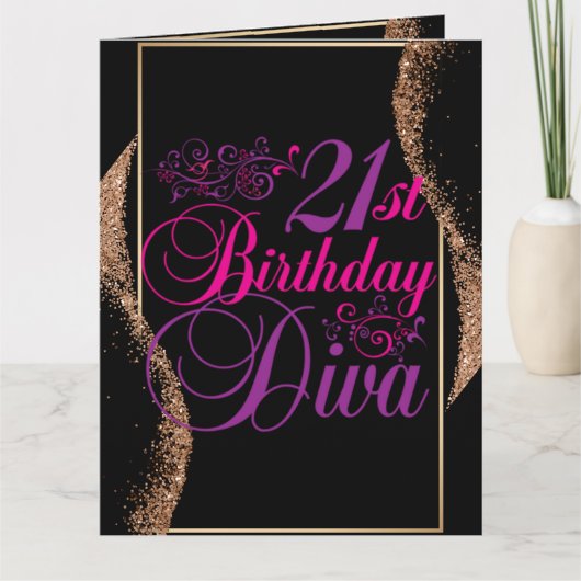 21. Geburtstag Diva Karte (Vorderseite)